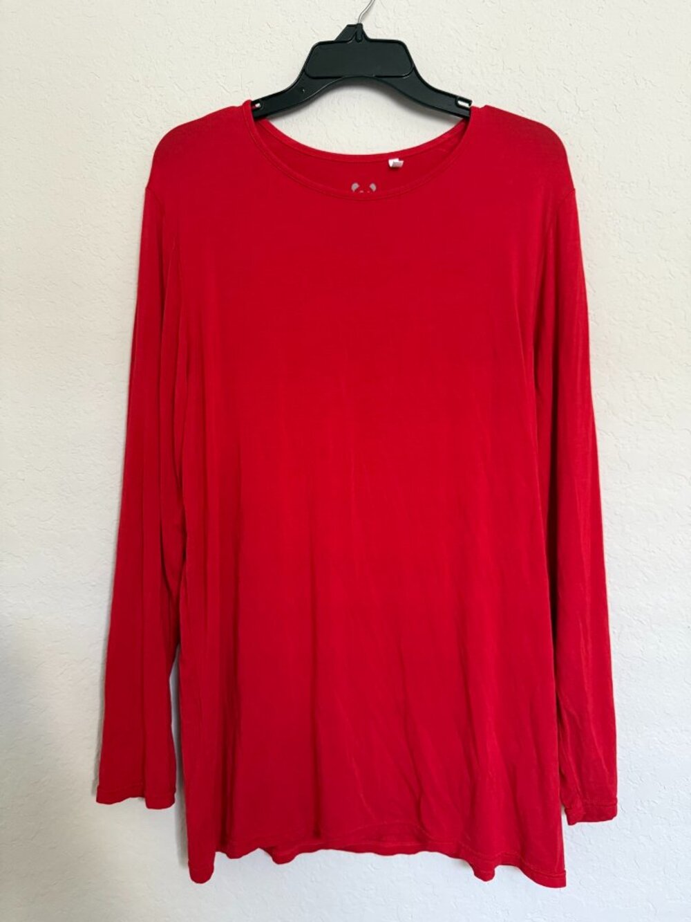 Bellabu Bear Red Long Sleeve Scoop Neck Tunic Top L Womens Bamboo Stretch Cozy